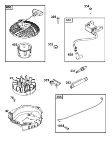 Flywheel, Ignition, And Starter Group Diagram and Parts List for 08P602-0016-H5 020000 - 09Z999 Briggs and Stratton Engine